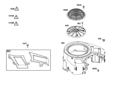 Blower Housing Group Diagram and Parts List for 49X977-0015-J1  Briggs and Stratton Engine